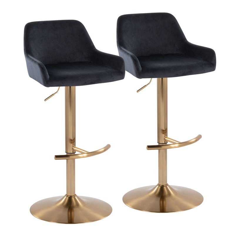 Daniella – Contemporary Adjustable Barstool With Swivel With Rounded T Footrest (Set of 2)