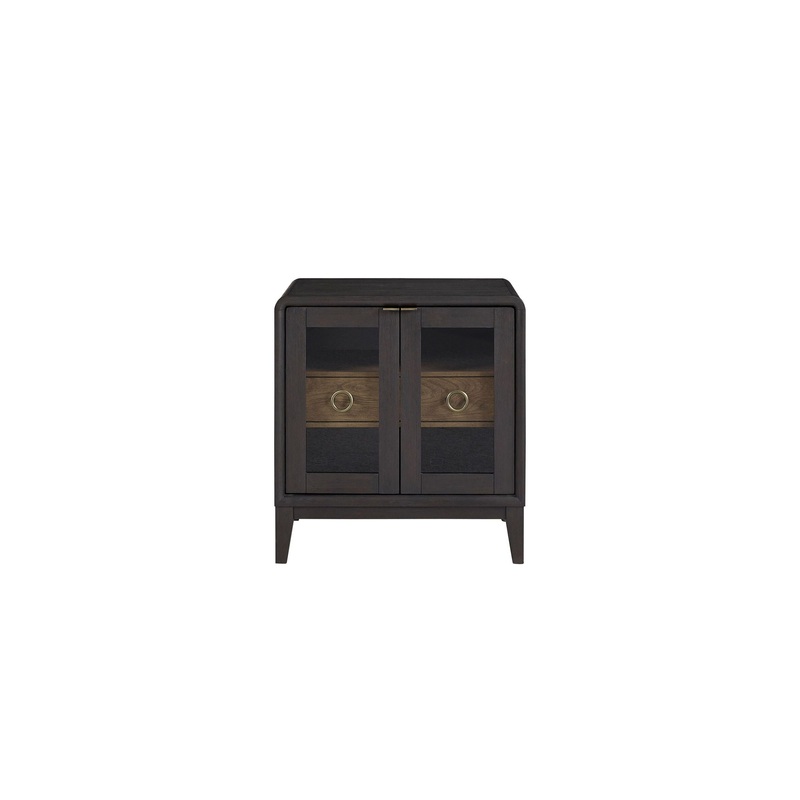 Glass Door Nightstand – Black