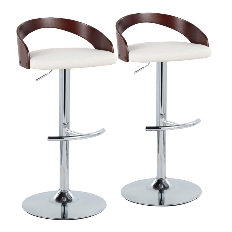 Grotto – Contemporary Adjustable Barstool & Swivel With Rounded T Footrest (Set of 2)