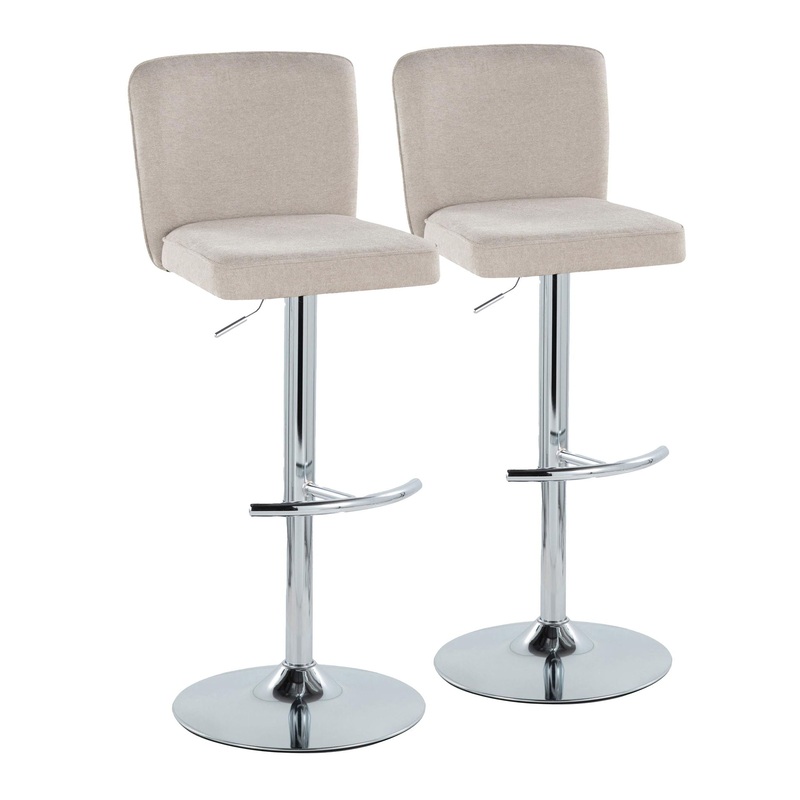 Henry – Contemporary Adjustable Barstool With Swivel & Rounded T Footrest (Set of 2)