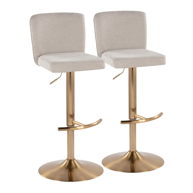 Henry – Contemporary Adjustable Barstool With Swivel With Rounded T Footrest (Set of 2)