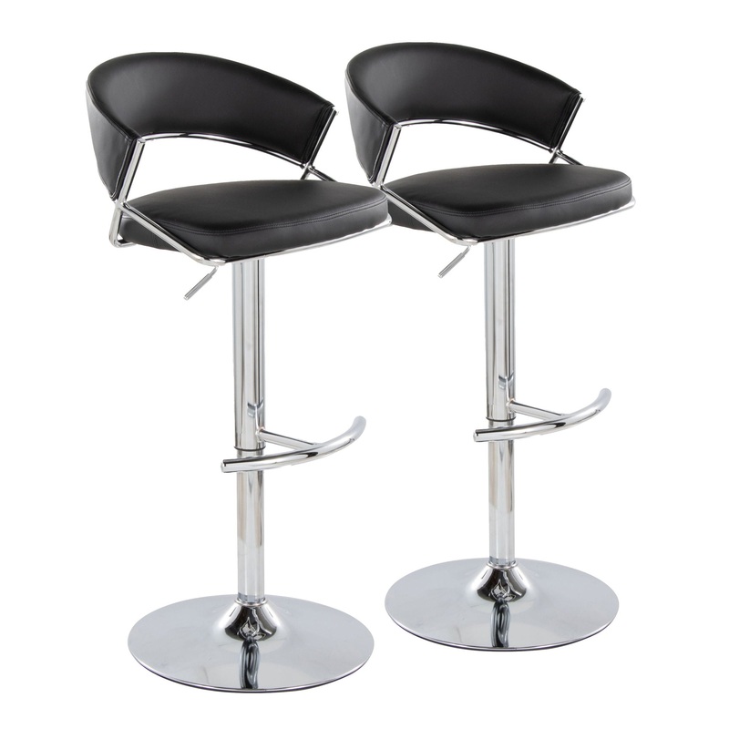 Jie – Contemporary Adjustable Barstool With Swivel & Rounded T Footrest (Set of 2)