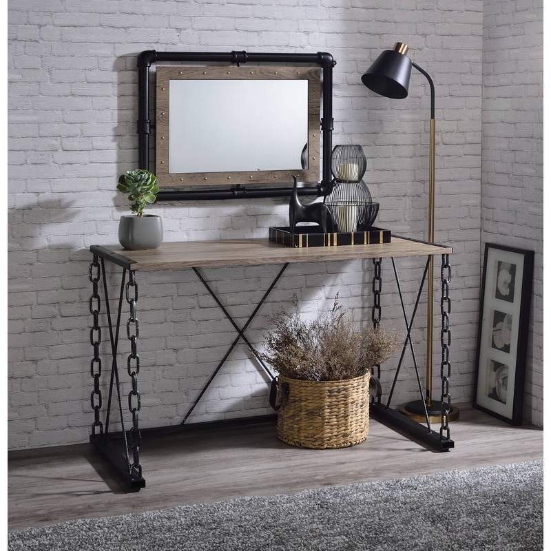 Jodie – Console Table – Rustic Oak / Antique Black