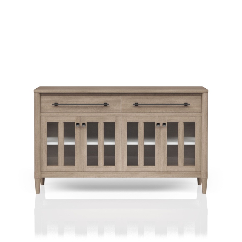 Power Ready – Buffet With Glass Cabinet Doors – Sand