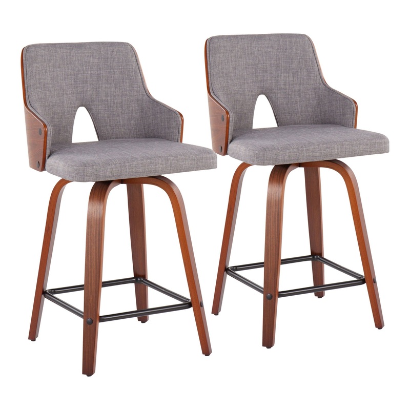 Stella – Mid Century Modern Fixed Height Counter Stool With Swivel (Set of 2)