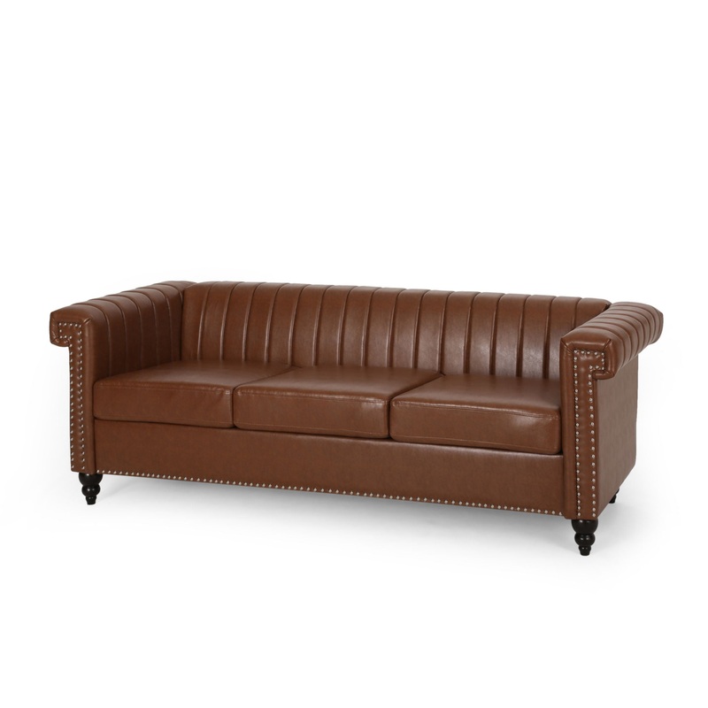 3 Seater Elegant Design Sofa|Light Brown|Black