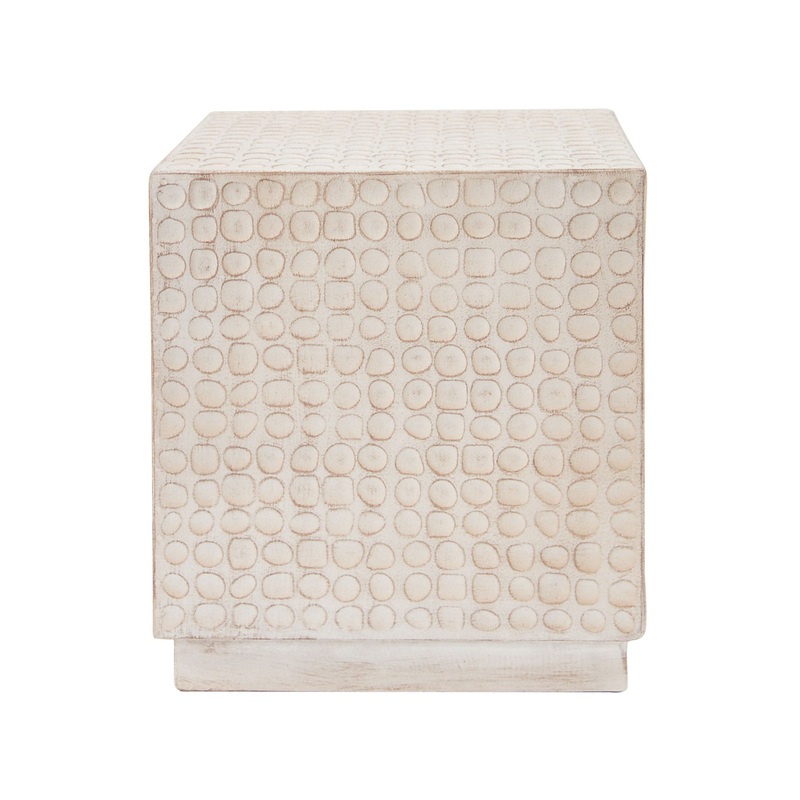 Chic Modern Mgo Cube Side Table With Fluted Design – Antique Brown