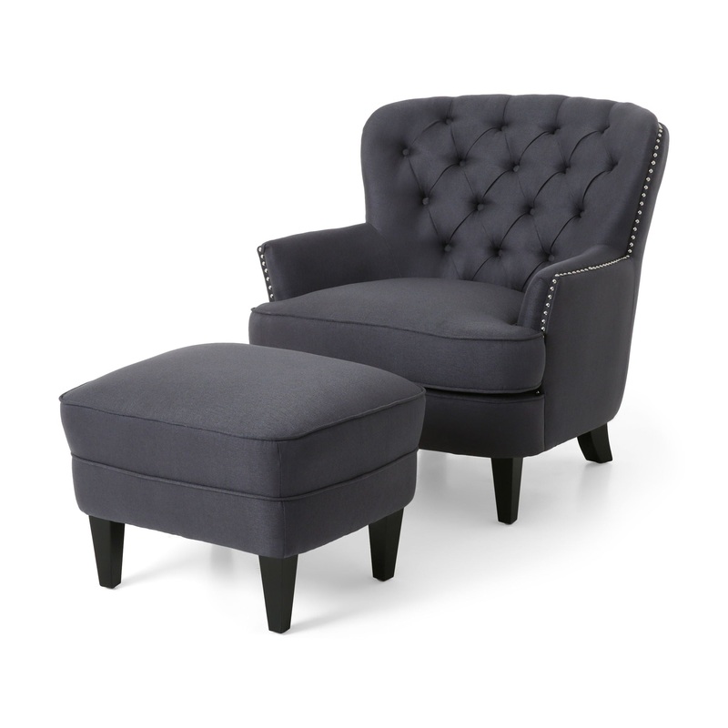 Enchante – Living Room Set With Tufted Back Club Chair And Ottoman