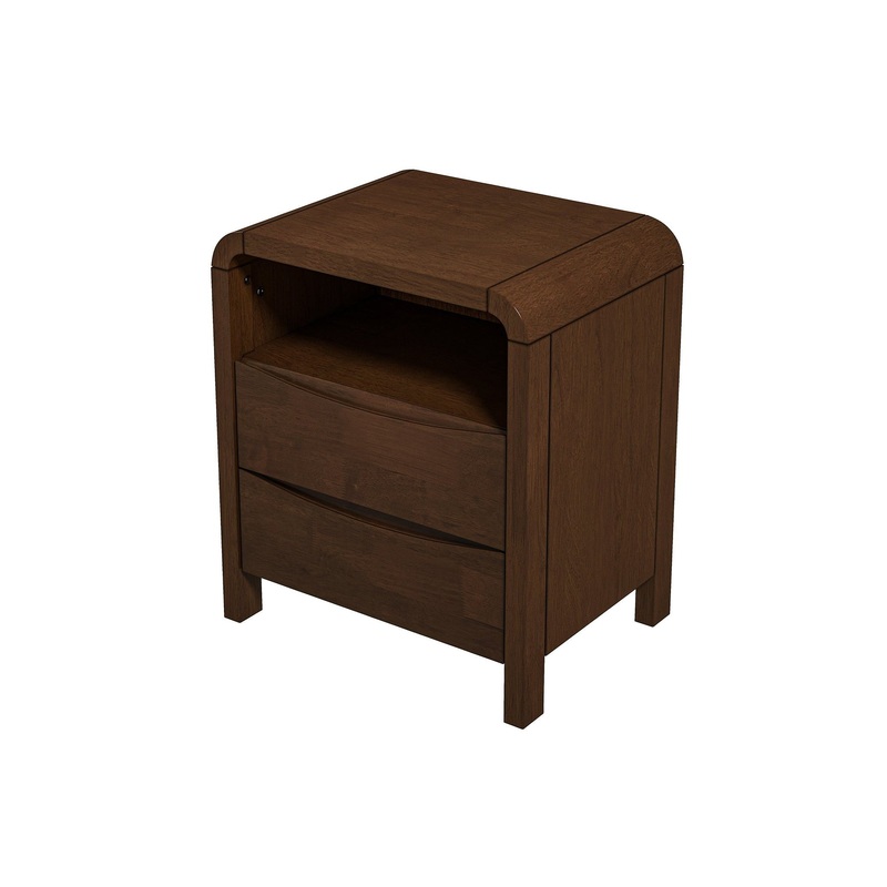 Lionel – Mid-Century Modern Nightstand 2 Drawer – Brown