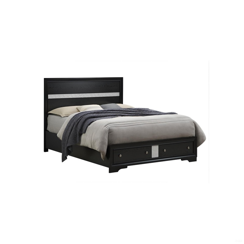 Madrid – Queen Bed With Storage Drawers And Nickel Handles – Black