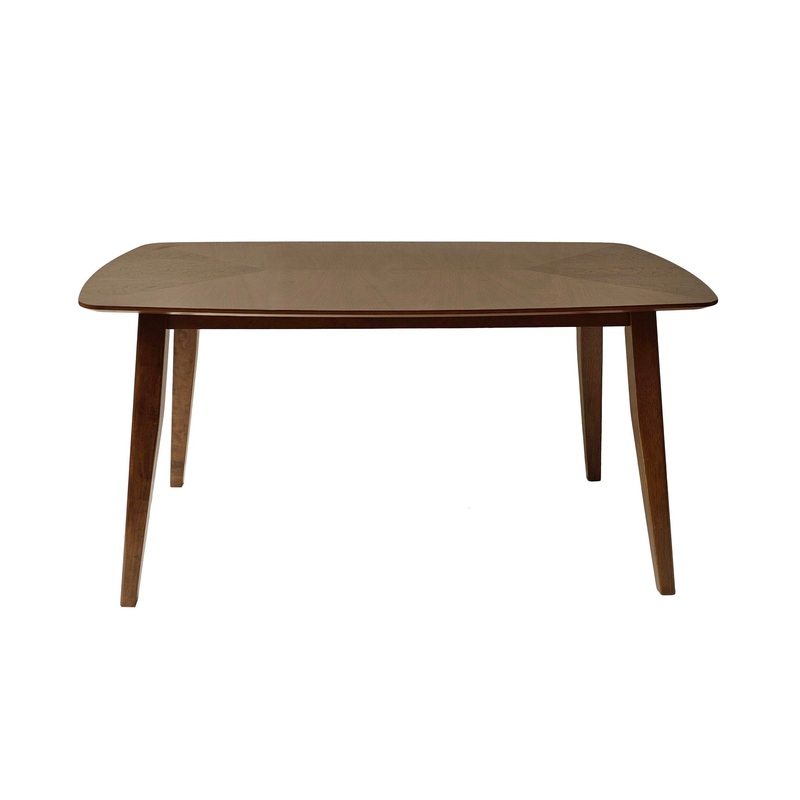 Mid Century Style Wood Dining Table With Rounded Corners – Walnut