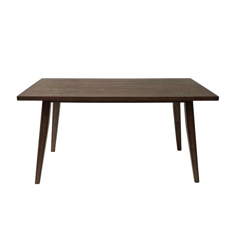 Mid Century Wood Dining Table With Rubberwood Legs And Faux Wood Tabletop – Brown