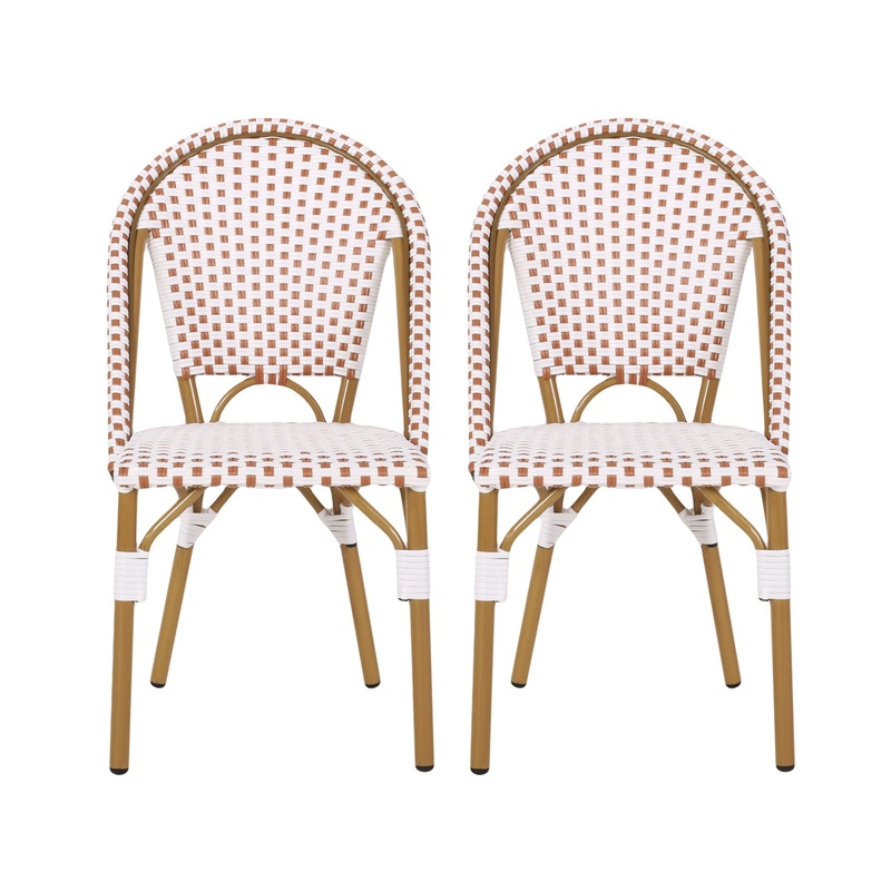 Outdoor Rattan And Aluminum French Bistro Chairs Set