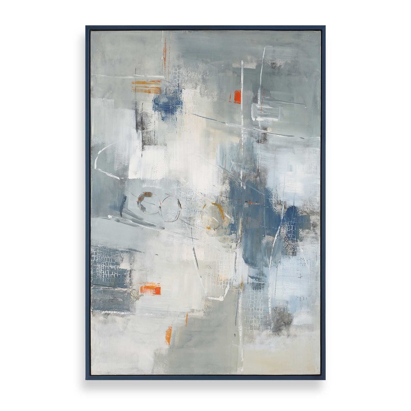 Blueprint – Hand Painted Modern Art – Black / Blue / Gold / Gray / Orange / White