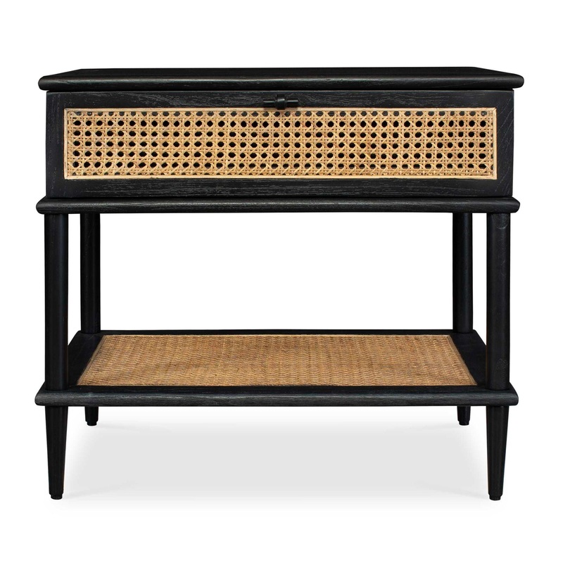 Coast – Rattan Side Table – Black / Woodtone