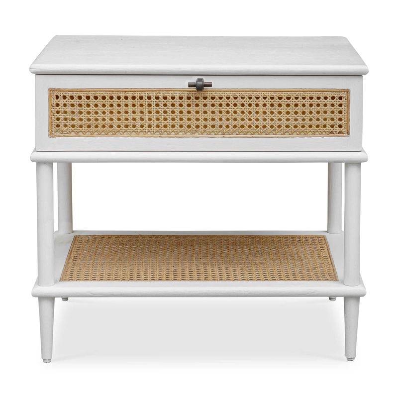 Coast – Rattan Side Table – White / Woodtone