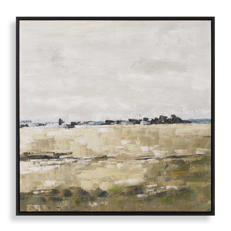 Fragment – Hand Painted Landscape Art – Black / Brown / Gray / Green / White