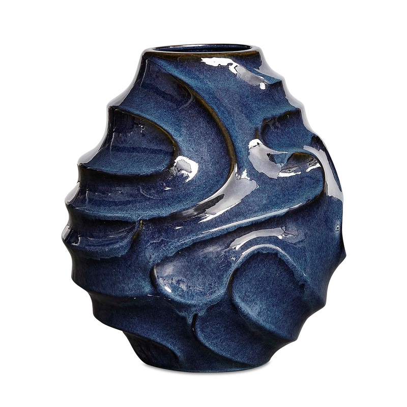 Helix – Swirl Outdoor Vase – Blue