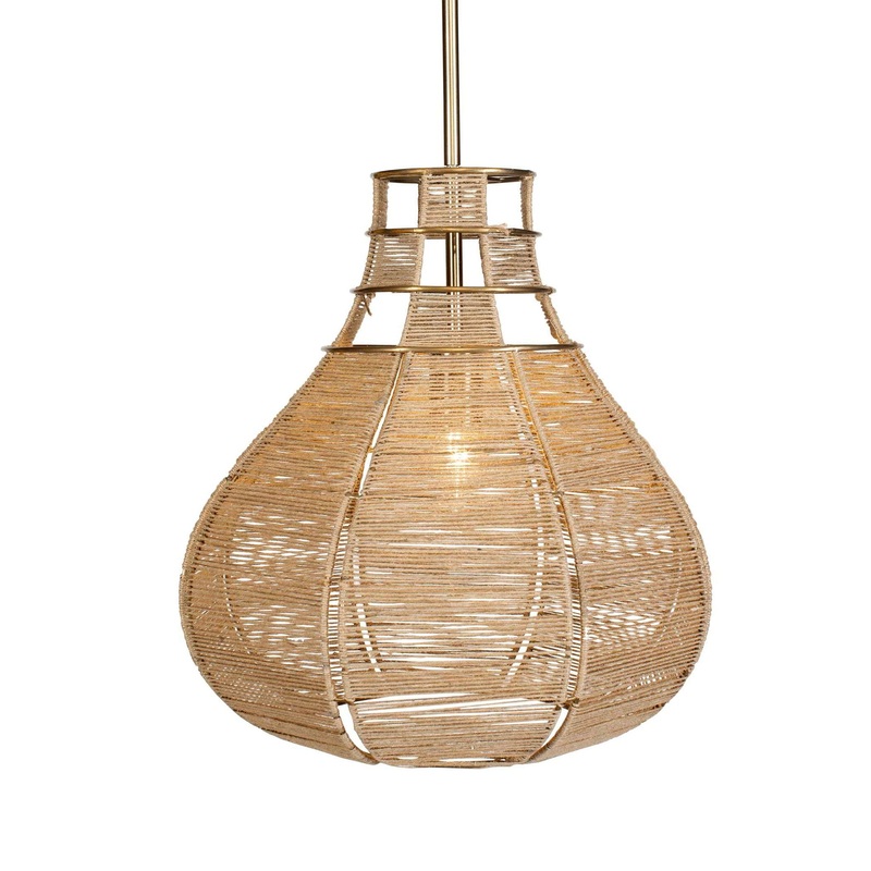Hestia – 1 Light Natural Rope Pendant – Light Brown