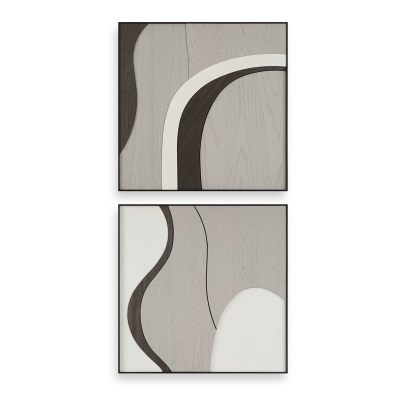 Joel – Modern Wood Wall Art (Set of 2) – Brown / Gray