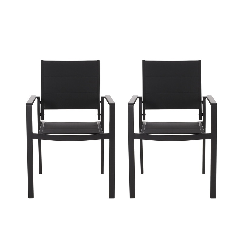 Baird – Outdoor Mesh And Aluminum Dining Chairs – Black