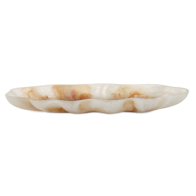 Organic Elegance – Wavy Oval Bowl – Brown / White