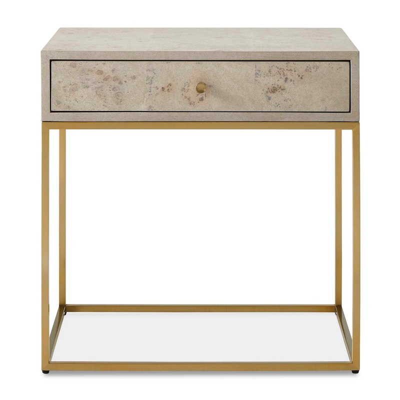 Pembrook – Side Table – Light Washed / Brass