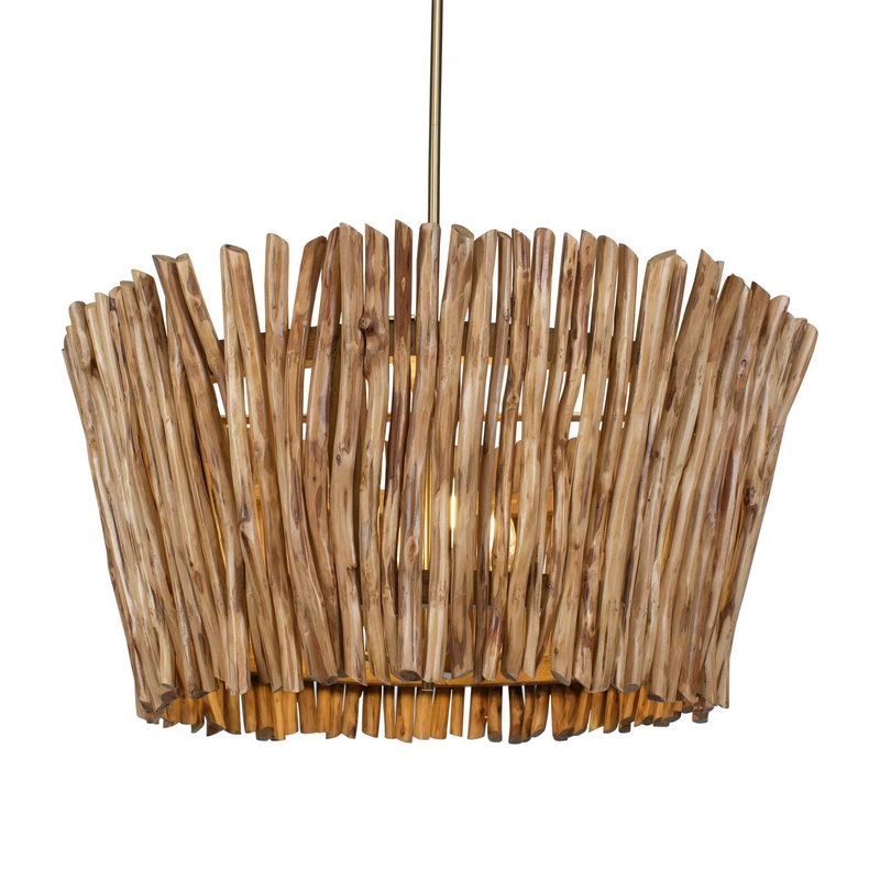 Rhea – 4 Light Wood Branch Chandelier – Woodtone