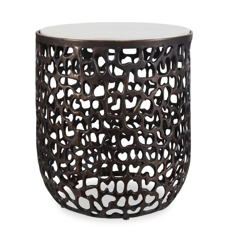 Sabena – Marble Outdoor Side Table – Black / White