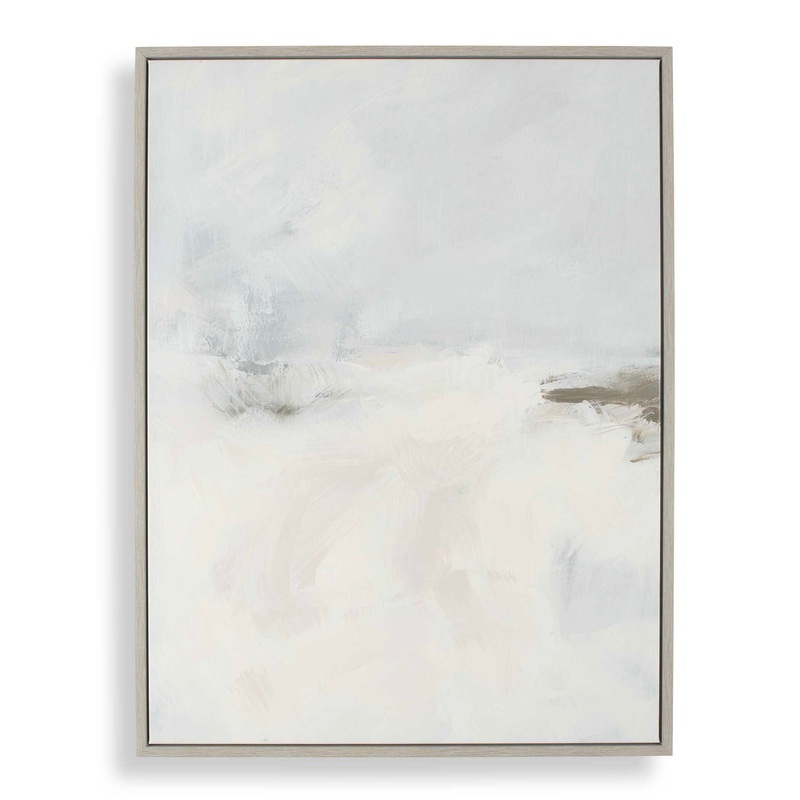 Simple Serenity – Framed Abstract Art – White / Light Blue