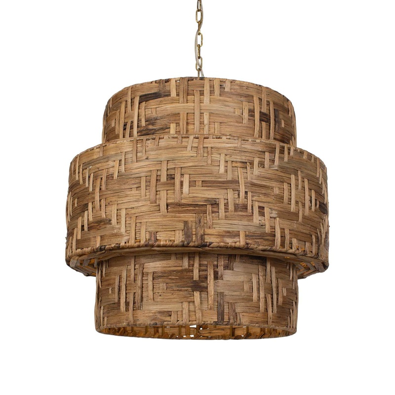 Water Hyacinth – 4 Light Woven Pendant – Light Brown