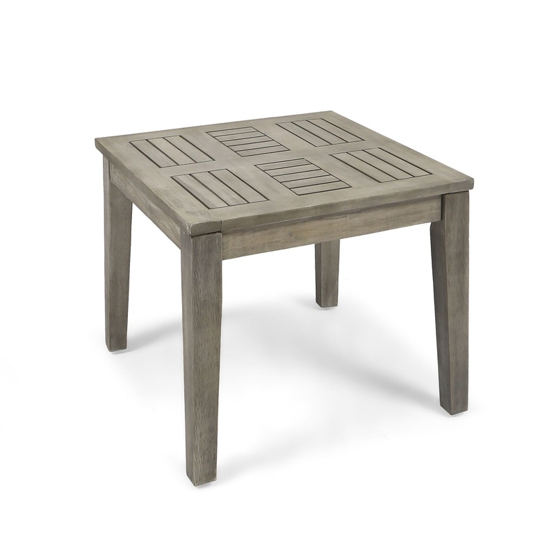 Dexterity – Outdoor Square Side Table With Wood Frame – Gray