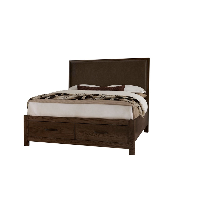 Lodge & Loft – Upholstered Storage Bed – Dark Oak / Sedona Brown