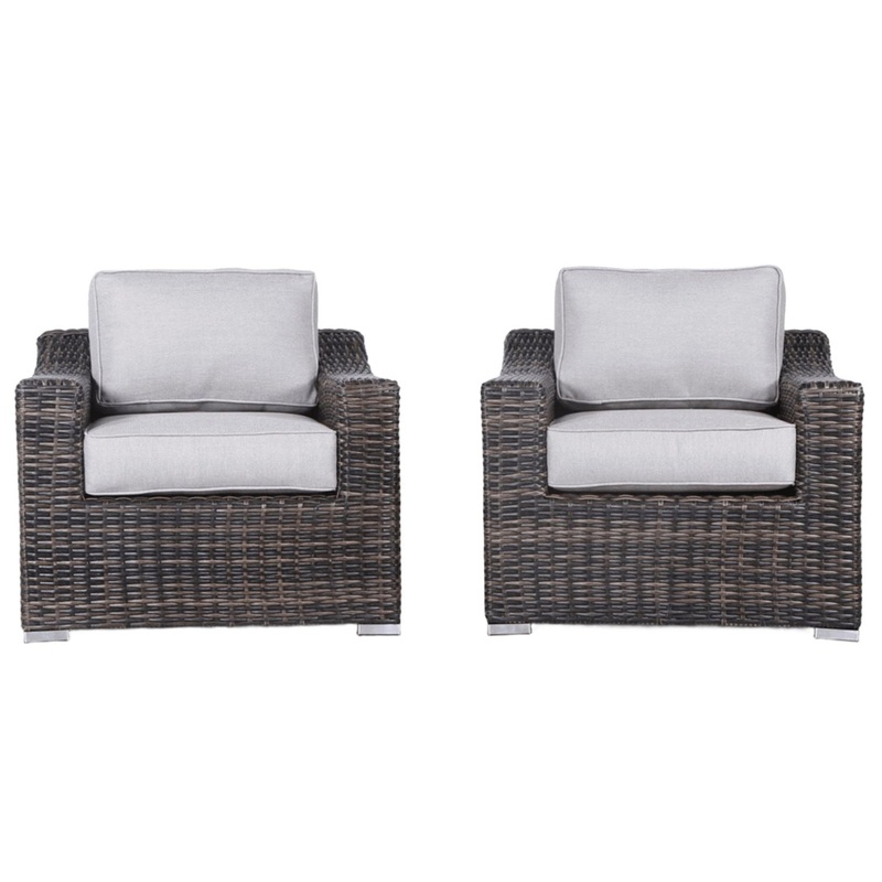 Modern Patio Chair With Cushions (Set of 2) – Brown