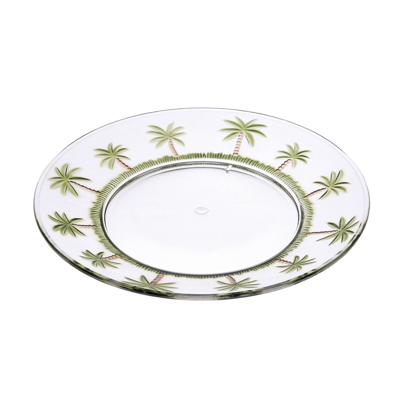 Palm Tree Design 9 Acrylic Dinner Plates (Set of 4) Crystal Clear Reusable Unbreakable Kitchen Plates Bpa Free Dishwasher Safe – Clear