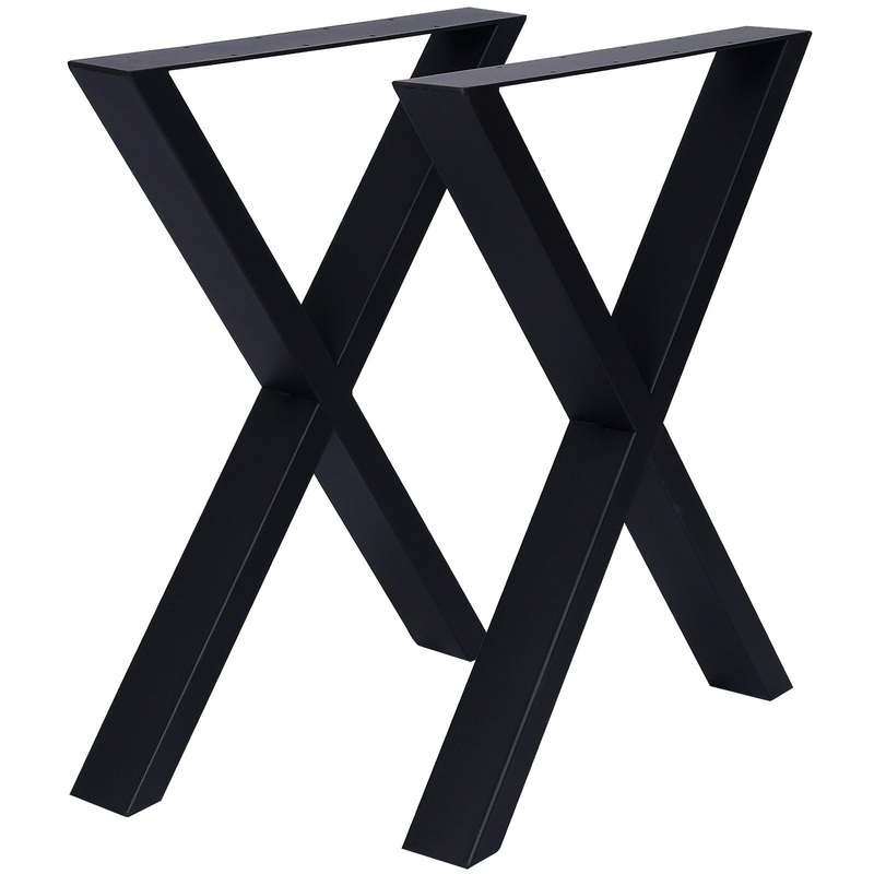 X Table Legs 28X 24, Wide Metal Table Legs, Heavy Duty Steel Desk Legs Table Leg Dining Table Legs Coffee Desk Leg (Set of 2) – Black