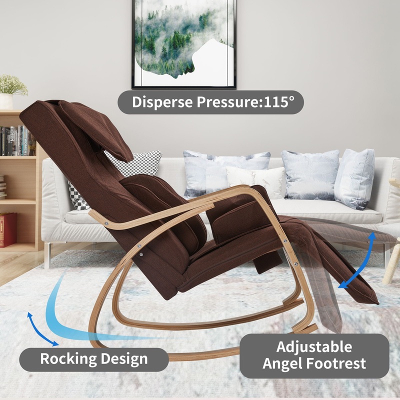 Full Massage Function Air Pressure Comfortable Relax Rocking Chair, Lounge Chair Relax Chair With Cushion – Brown