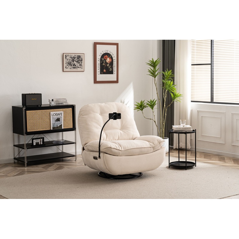 Power Recliner Swivel Glider USB Charger With Bluetooth Music Player Different Function Sleep Working Game And Leisure Model – Cream