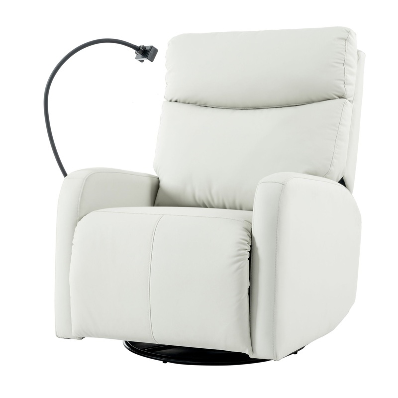 Rocking Recliner Chair, 360 Degree Swivel Nursery Rocking Chair, Glider Chair, Modern Small Rocking Swivel Recliner Chair For Bedroom, Living Room Chair Home Theater Seat, Phone Holder – Light Gray
