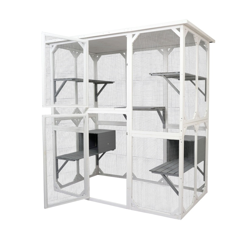 Xpt018 Cat Cage Box Lovely House Cute Pet Play Speace Wooden Medium – White
