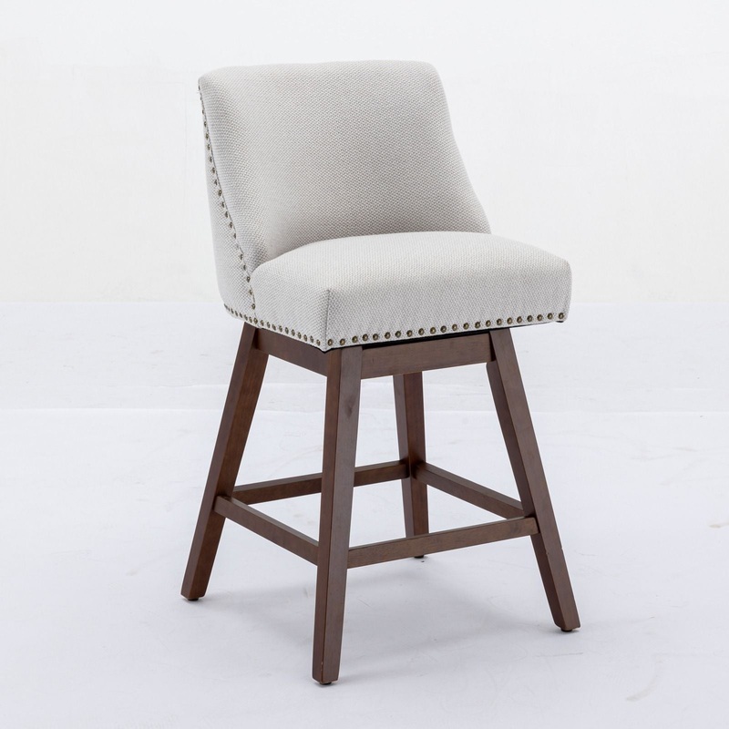 Counter Height Swivel Barstools, 26” H Seat Height Upholstered Bar Stools (Set of 2), Fabric