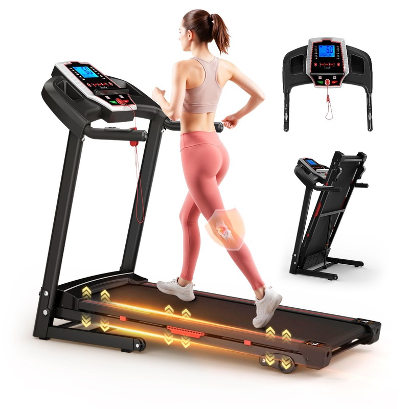 Folding Treadmills For Home – 3.5Hp Portable Foldable With Incline, Electric Treadmill For Running Walking Jogging Exercise With 12 Preset Programs, Indoor Workout Training Space Save Apartment, App – Black