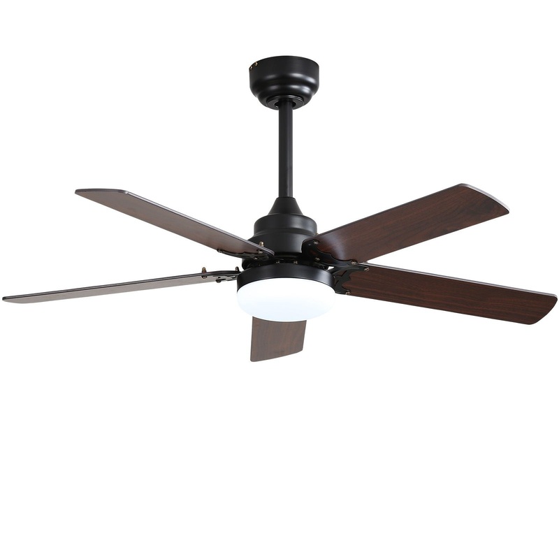 Modern Ceiling Fan With 3 Color Dimmable Light 5 Blades Remote Control Reversible Dc Motor For Bedroom – Black