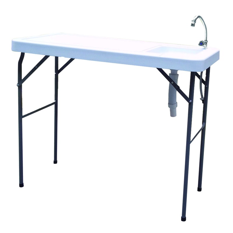 Outdoor Fish And Game Cutting Cleaning Table With Sink And Faucet – Off White