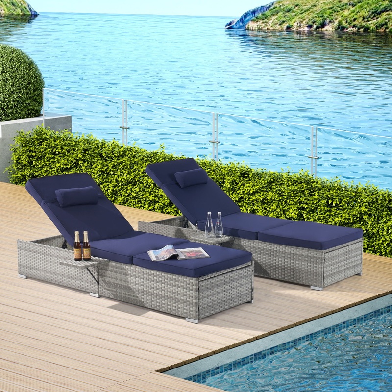 Outdoor Sofa Pe Rattan Furniture Deck Chair – Gray