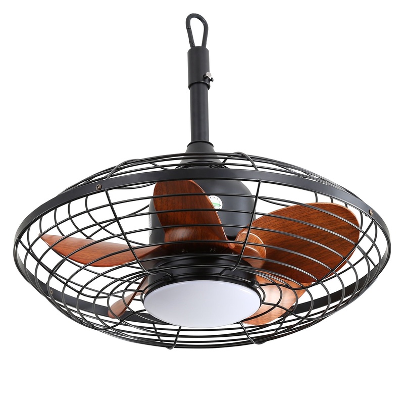 20 Downrod Mount Ceiling Fan LED 18W 3 Cct 5 ABS Blades DC Motor With Hanging And Hook For Outside Patios Pergola – Black