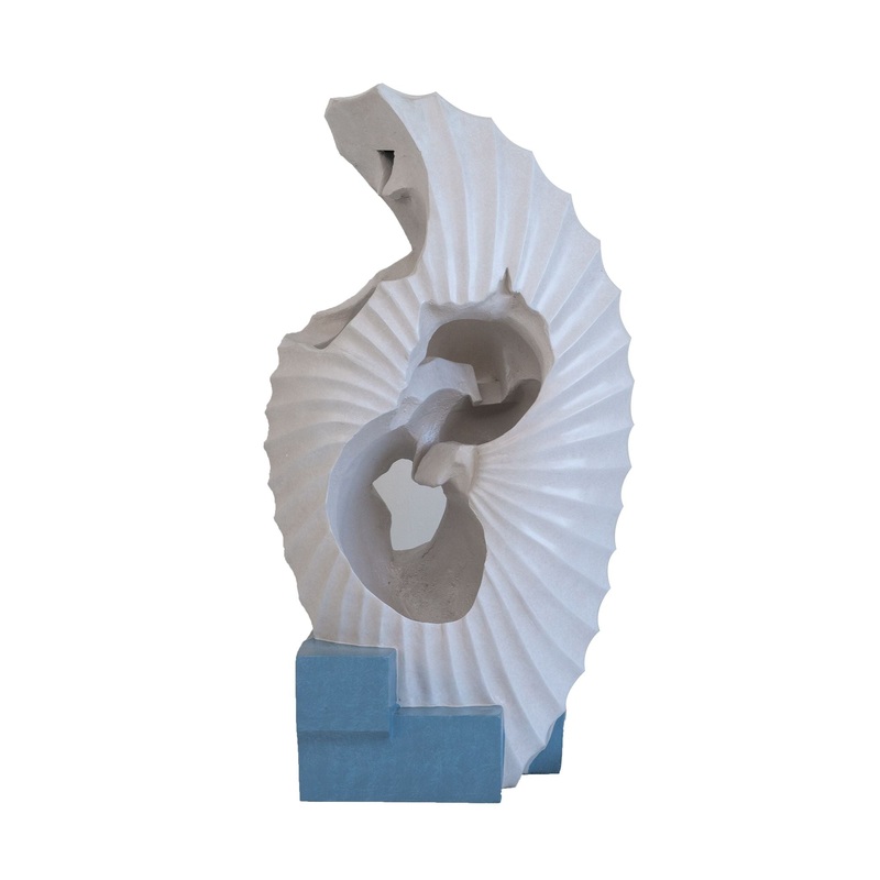 Abstract Water Fountain With Base With Light, For Indoor And Outdoor – White / Blue