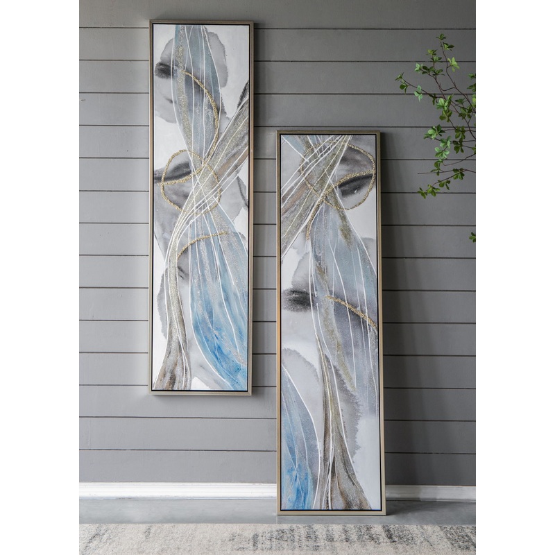 Elongated Modern Abstract Oil Paintings, Wall Art For Living Room Dining Room Bedroom Office Entryway (Set of 2) – Multicolor