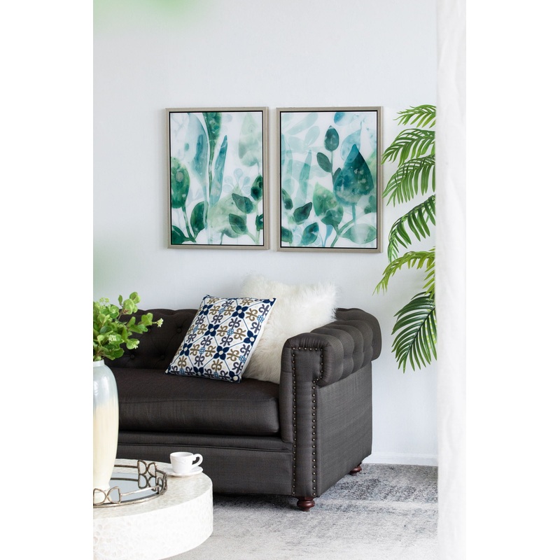 Framed Printed Acrylic Decorative Wall Art, Wall Decor For Living Room (Set of 2) – White / Green