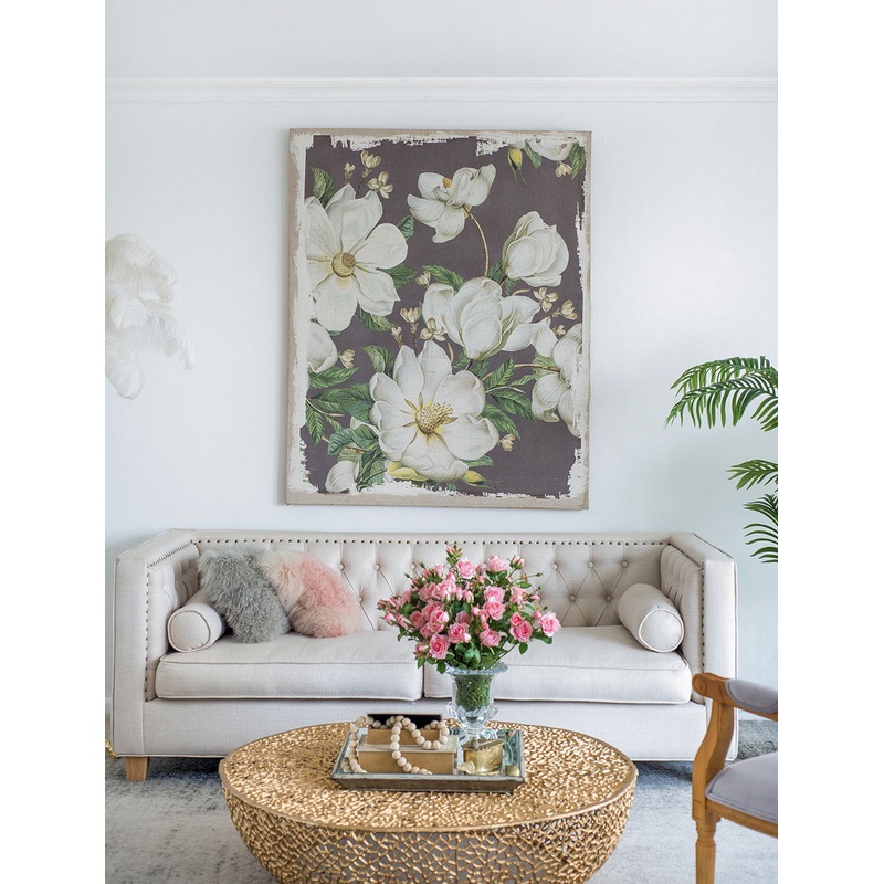 Large Botanical Wall Art Prints, Home Decor For Living Room Dining Room Bedroom Hallway – White / Gray